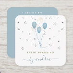 Carte De Visite Carré Blue Balloons & Stars Kids Event Planner Code QR<br><div class="desc">C'est cool,  les business cards modernes,  would be perfect pour un évènement planner or any other service/occupation. Easily add your details by clicking on the personalize this matriplate option.</div>