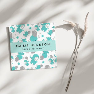 Carte De Visite Carré Blue Elephants, Centre de jeux pour enfants, Centr