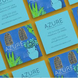 Carte De Visite Carré Blue Garden Florist Landscaper Architecte