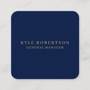 Carte De Visite Carré Blue Gold Professional Nom personnel tendance