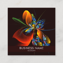 Blue Orange Floral Moderne Art Abstrait Motif #03