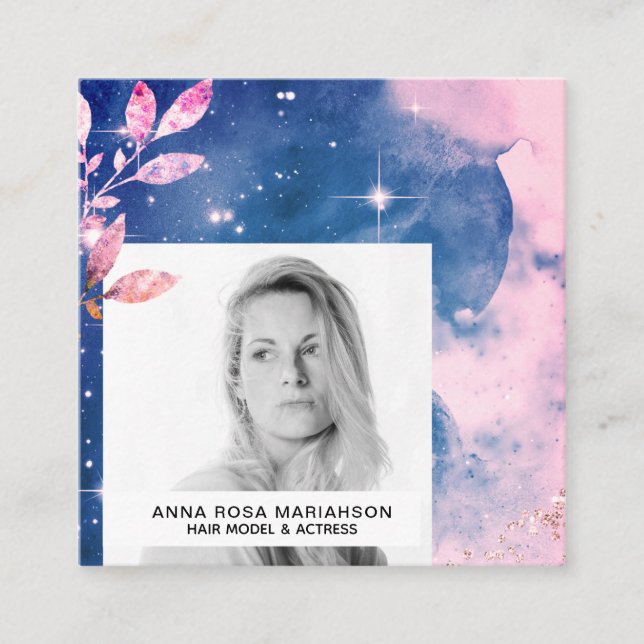 Carte De Visite Carré *~* Blush Parties scintillant Hair Model Actrice S (Devant)