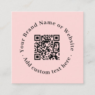 Carte De Visite Carré Blush Rose QR   Design de contact professionnel mo