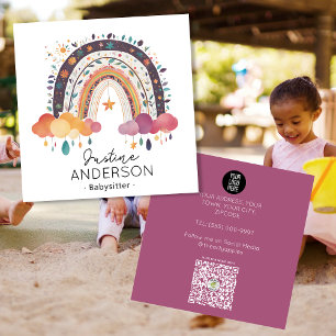 Carte De Visite Carré BLUSH violet SCANDI COEUR RAINBOW BABYSITTER