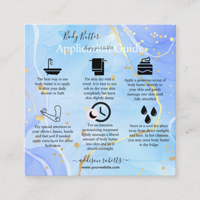 Carte De Visite Carré Body Butter Application Guide Moderne Élégant (Devant)