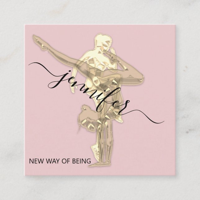 Carte De Visite Carré Body professionnel Fitness Dance Gold Couch rose (Devant)