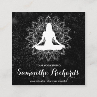 Carte De Visite Carré Boho Chic Mandala Trendy Celestial Blanc Noir