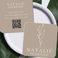 Boho Chic Minimaliste Greige Fleur QR Code