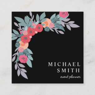 Carte De Visite Carré Boho Floral Patal Blush Event Planner