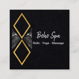 Carte De Visite Carré Boho géométrique Golden et Gliiter