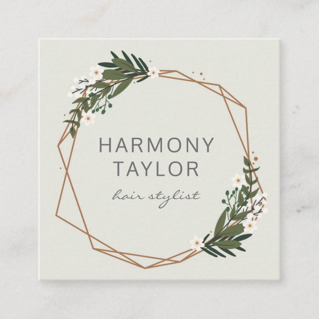 Carte De Visite Carré Boho Géométrique Or Elégant Moderne (Devant)