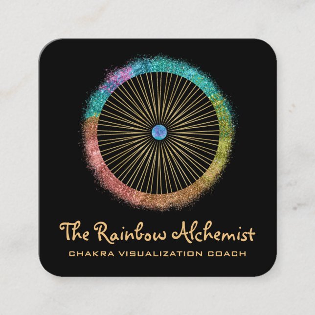 Carte De Visite Carré *~* Boho Gold Géométrie Sacrée Chakra Parties scin (Devant)