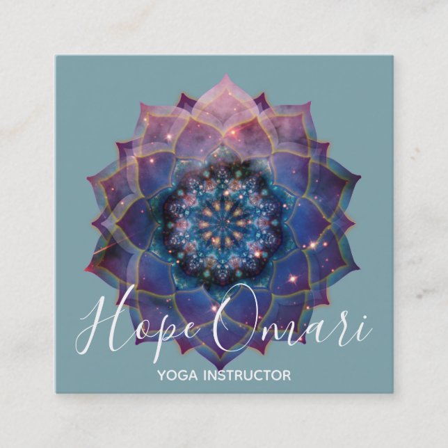 Carte De Visite Carré Boho Nebula Bloom | Conception de Mandala (Devant)