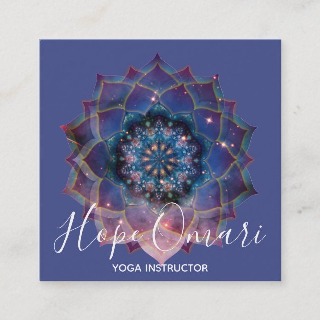 Carte De Visite Carré Boho Nebula Bloom | Conception de Mandala (Devant)