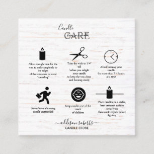 Carte De Visite Carré Boho rustique Bois Aquarelle Tournesol Bougie