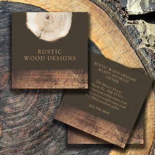 Carte De Visite Carré Bois de charpentier rustique moderne