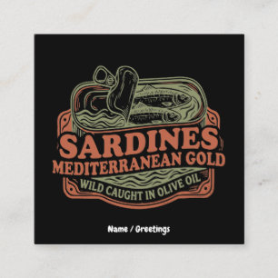 Carte De Visite Carré Boîte de sardines méditerranéennes vintage Rétro S