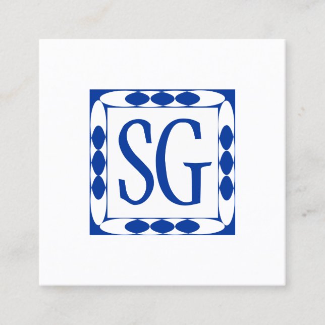 Carte De Visite Carré Boîte décorative 02 - Initiales - bleu marine (Devant)
