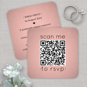 Carte De Visite Carré Boîtier 100 pack QR RSVP Rose Gold Faux