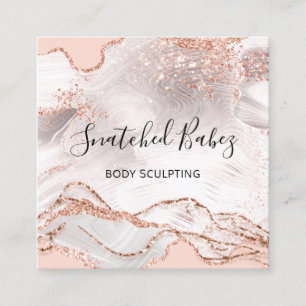 Carte De Visite Carré Boitier de massage Rose de marbre sculpté QRCODE