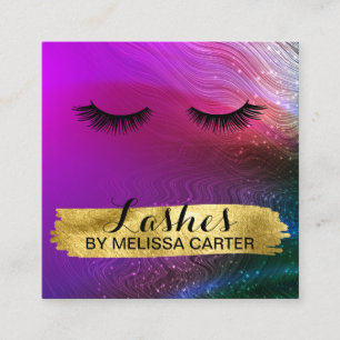 Carte De Visite Carré Bokeh Beauty Salon Maquillage Artist Lash Extensio