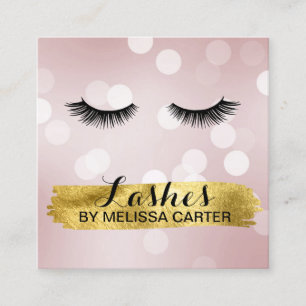 Carte De Visite Carré Bokeh Beauty Salon Maquillage Artist Lash Extensio