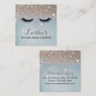 Carte De Visite Carré Bokeh Beauty Salon Maquillage Artist Lash Extensio