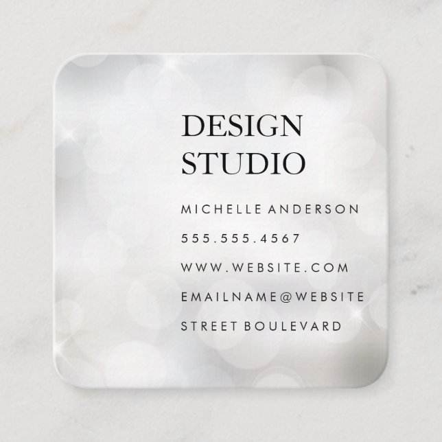 Carte De Visite Carré Bokeh | Studio de design (Devant)