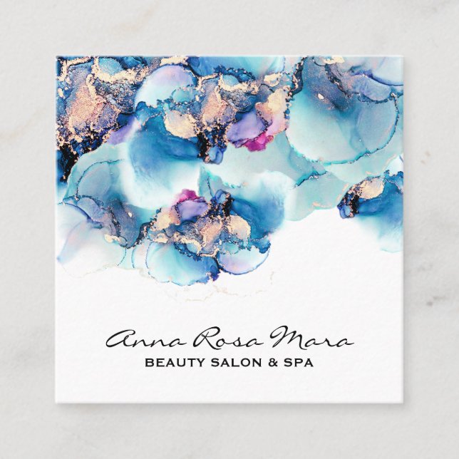 Carte De Visite Carré *~* Bold AP29 Turquoise Turquoise or doré Yummy (Devant)