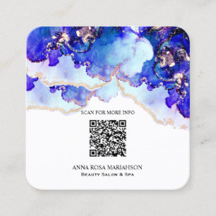 Carte De Visite Carré *~* BOLD Blue QR CODE Yummy Gold Gilded AP29