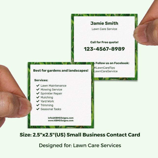 Carte De Visite Carré Bold Garden Maintenance "Call for a FREE quote!" (Bold Garden Maintenance "Call for a FREE quote!" Square Business Card, Size: 2.5"x2.5" (US))