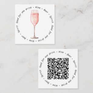 Carte De Visite Carré Bon de boisson pour Fizz rose de code QR de l'évén