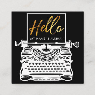 Carte De Visite Carré Bonjour machine à écrire antique vintage