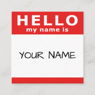 Carte De Visite Carré bonjour mon nom est en carré rouge