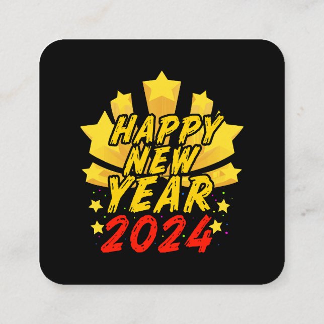 Carte De Visite Carré Bonne année 2024  (Dos)