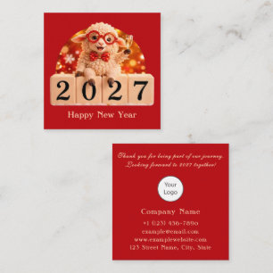 Carte De Visite Carré Bonne année 2027 Année de la Chèvre Mouton