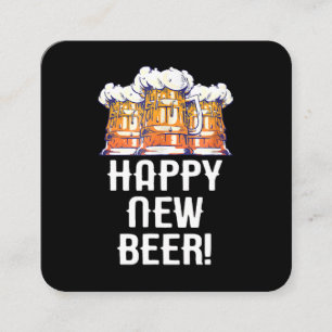 Carte De Visite Carré BONNE ANNÉE BIÈRE ! Soirée du Nouvel An Boire