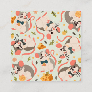 Carte De Visite Carré bonne souris avec un bon fromage