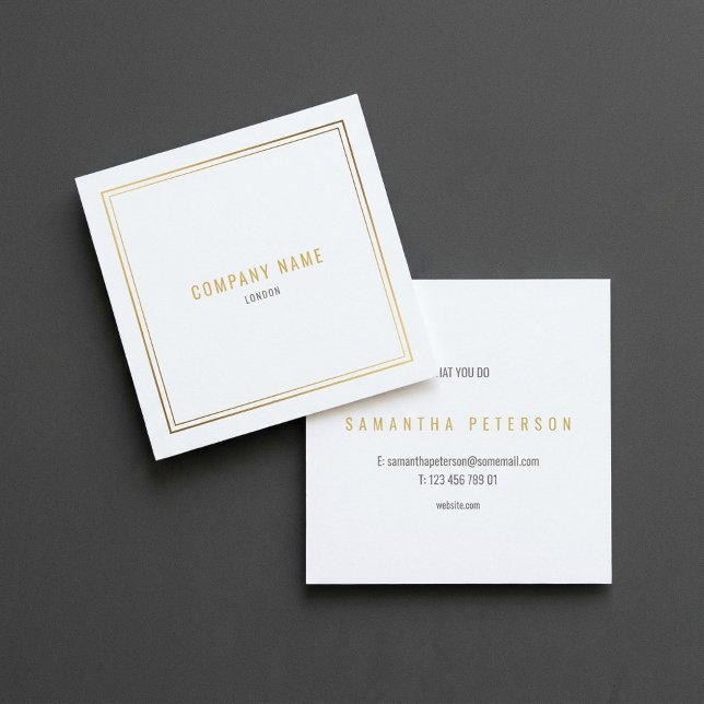 Carte De Visite Carré Bordure à effet doré (Gold effect border square business card.)