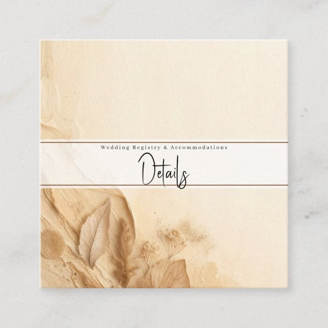 Carte De Visite Carré Botanique Crème d'ivoire Bohême Détails texturés (Devant)