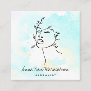 Carte De Visite Carré *~* Botanique Ligne Femme Art Déesse QR Verdure