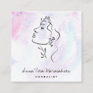 Carte De Visite Carré *~* Botanique Ligne Femme Art Déesse Verdure QR