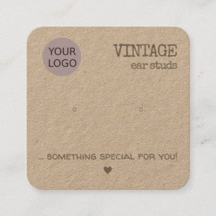 Carte De Visite Carré Boucles d'oreilles en papier naturel vintage rusti