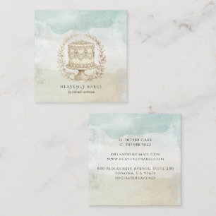 Carte De Visite Carré Boulangerie artisanale Watercolor Baker