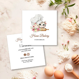 Carte De Visite Carré Boulangerie Chef Kitten