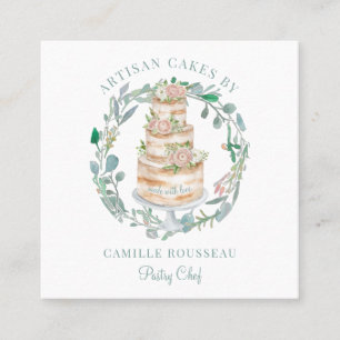 Carte De Visite Carré boulangerie pâtisserie Chef boulanger Élégant gâte