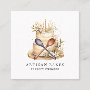 Carte De Visite Carré boulangerie pâtisserie Chef cuisinier Ustensiles d