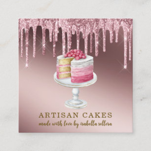 Carte De Visite Carré Boulangerie Pâtisserie Chef Rose Gold Parties scin