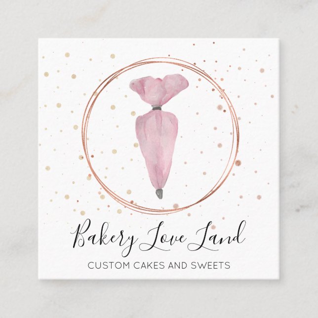 Carte De Visite Carré Boulangerie Pâtisserie Pâtisserie Sac à crème (Devant)