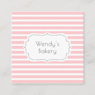 Carte De Visite Carré Boulangerie rétro rose et blanc vintage bonbons ra